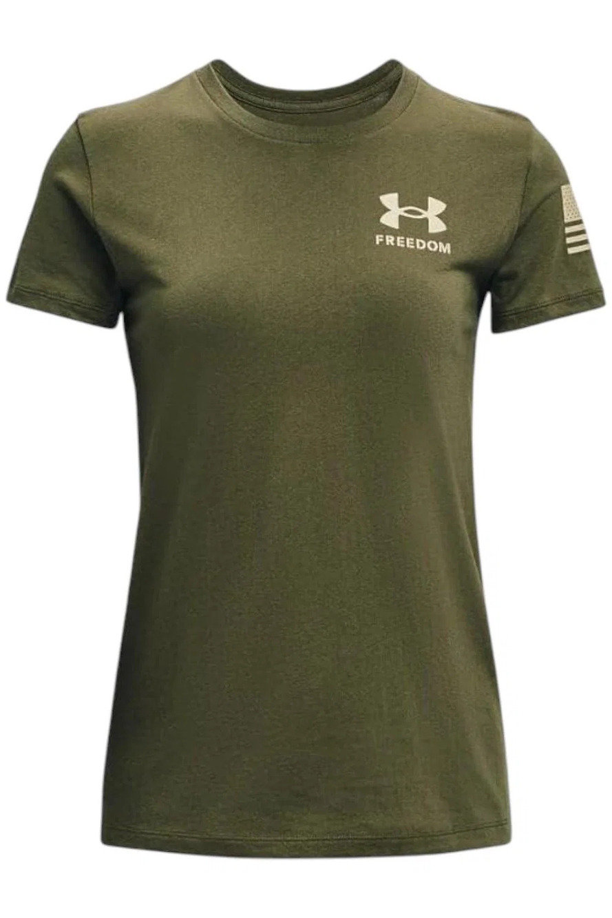Under Armour Women's New Freedom Flag T-Shirt Od Green/Desert Sand - Regular